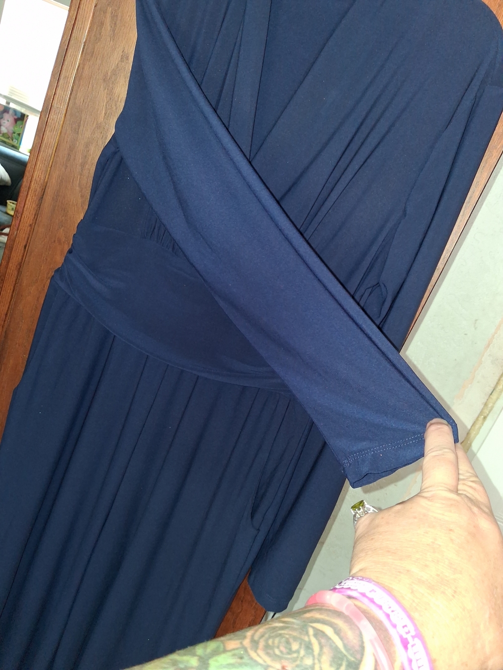 VENUS Navy Long Sleeve Wrap Jumpsuit - Picture 6 of 6